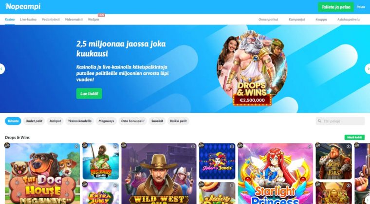 nopeampi casino pelit